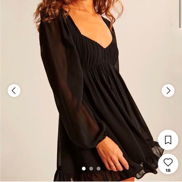 Abercrombie Long-Sleeve Ruched Babydoll Mini Dress in Blue - Picture 7 of 8